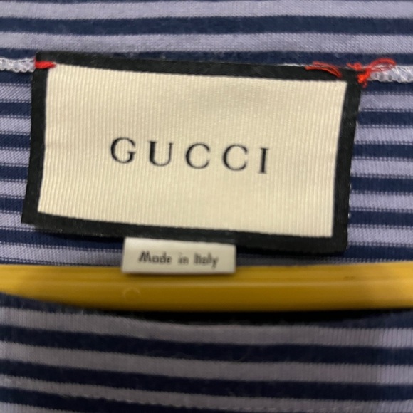 Gucci Men's orgasmigue Cotton Basque Shirt Border Tops Blue size xl. - Picture 3 of 7